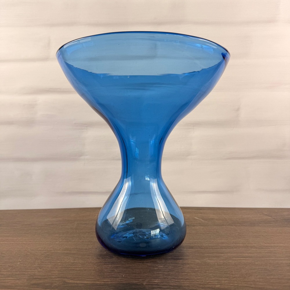 Blenko 5920 Persian Blue Glass Compote Wayne Husted Mid Century